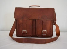 18 In Real Leather Office Briefcase Messenger Bag Laptop Satchel Shoulder Bags