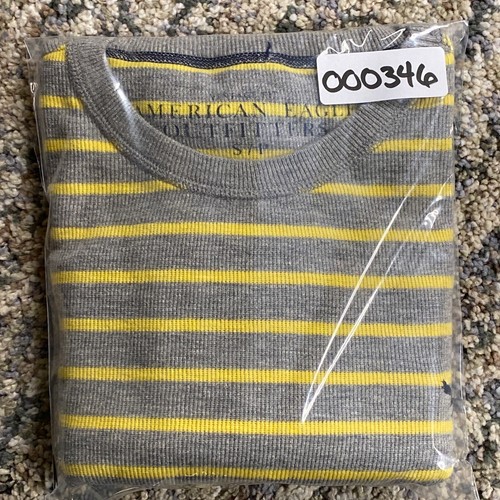 American Eagle Thermal Shirt Mens Size Small Yellow Long Sleeve Striped - 第 11/11 張圖片