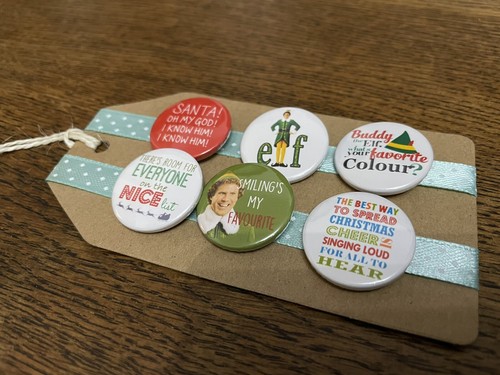 Elf Film, Buddy The Elf Christmas Movie - Button Pin Badge Set - Stocking Filler - Picture 2 of 3