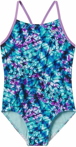 SPEEDO Girls Small 7/8 Purple One Piece Swimsuit Racerback UPF 50+ Modest EUC - Picture 3 of 15