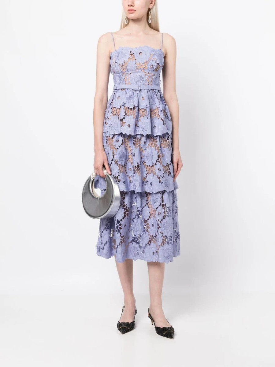 ワンピース SELF PORTRAIT Women Mid Skirts 25PSS25049SL LILAC Purple Lilac Embellished Knit Midi Skirt – self-portrait-US