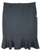 NWT EAST 5TH Women's Polyester Rayon Pencil Skirt Lined Ruffle Black Size 18