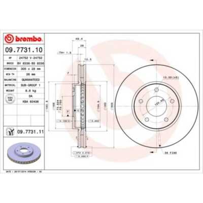 BREMBO 2x Bremsscheibe vorne 305 Innenbelüftet für Jaguar XK8 09.7731.11