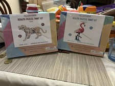 Lot of 2 ALLESSIMO Wooden Tiger / Flamingo Puzzle Paint Kits Brand GIFT Sealed