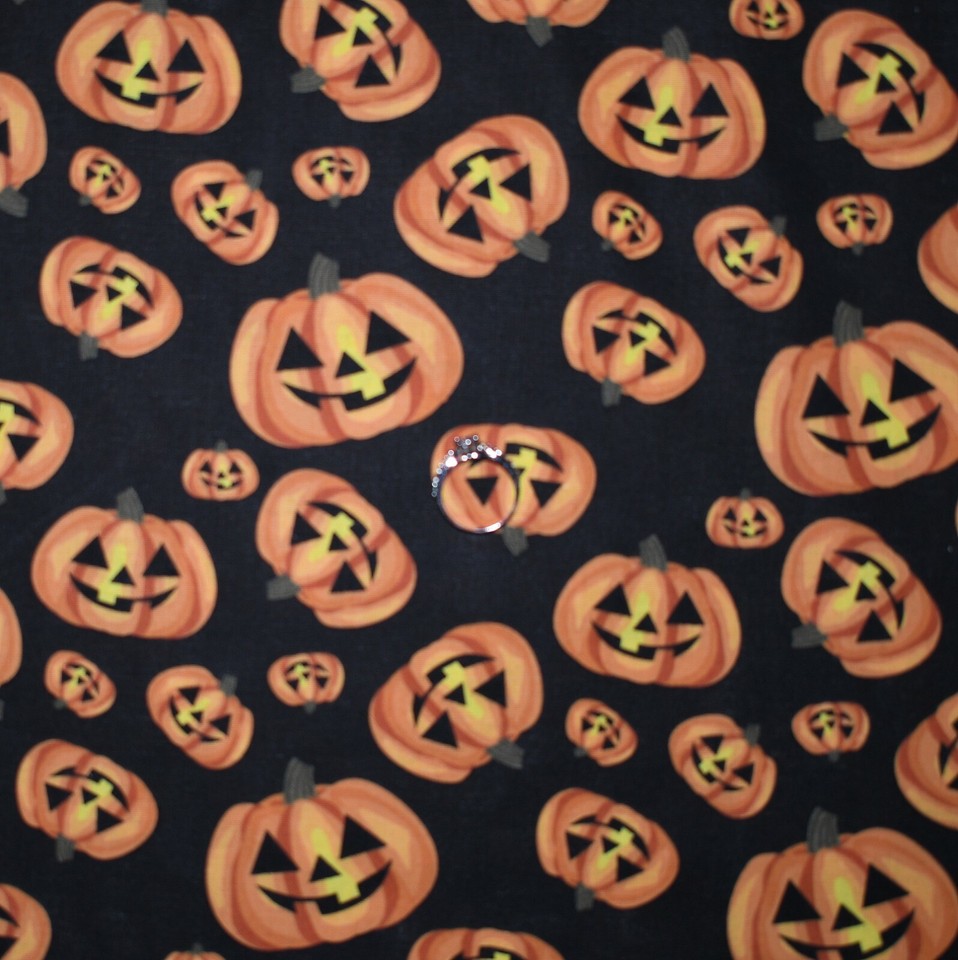 BonEful Fabric FQ Cotton Quilt Black Red Orange Pumpkin Fall Leaf Brown ...