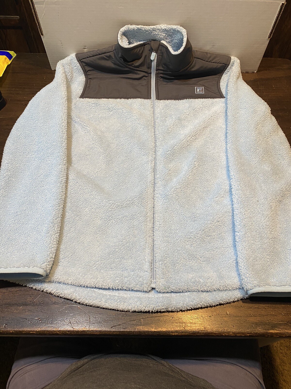 FILA Sport da uomo blu taglia L cerniera intera per esterni con tasche giacca in pile T624