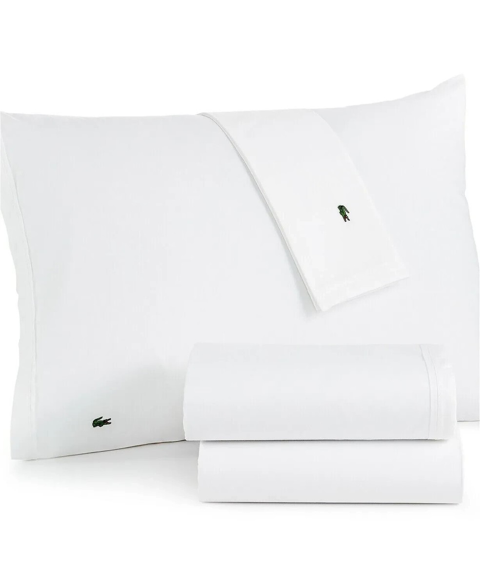 Lacoste Home Solid Cotton Percale 4-Pc Sheet Set, QUEEN COLOR