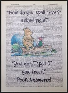 Details Zu Winnie The Pooh Spruch Druck Vintage Wörterbuch Seite Bild Wandkunst Liebe Süß