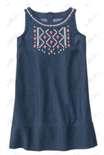 Gymboree Girls 6 "Island Cruise" Geo Chambray Dress Sundeess Blue NWT