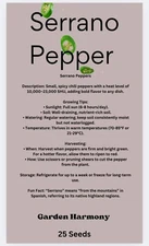 25 Serrano Pepper Seeds From My Garden To Yours 