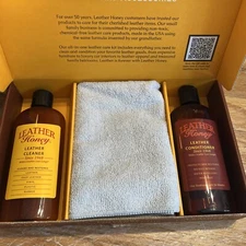 Leather Honey Complete Leather Care Kit: Cleaner, Conditioner, 2 Cloths