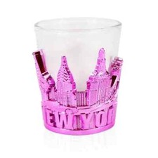 Metallic Skyline "NEW YORK" 3D NYC Souvenir Shot Glass collectible/souvenir Pink