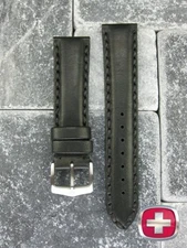 NEW 20mm SWISS ARMY WENGER Black Genuine Calf Leather Strap Watch Band 20