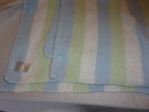 Carters Baby Blanket Lovey Blue Green White Chenille Stripes Striped Soft 30x36 Ebay