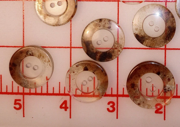 10 Vintage Italian MEDIUM 2 Hole Button Faux Tortoise Brown Hint Gold 7/8"  22mm - Image 3 of 4