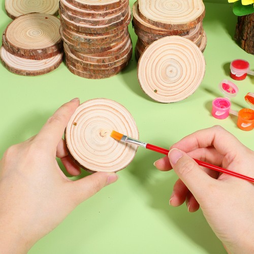 50pcs Diy Craft Wooden Slices Wood Rounds Home Decor Unfinished Wood Slices - Picture 6 of 10