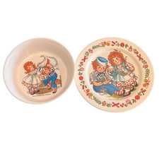 Vtg Raggedy Ann Andy Child s Plate Bowl Bobbs Merrill Co Oneida Deluxe 1969