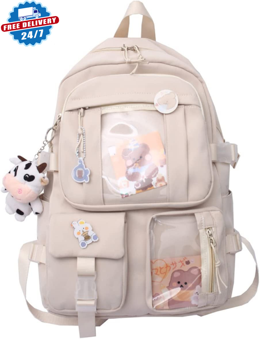 Mochila Kawaii con Alfileres Mochila Escolar Kawaii Linda Mochila Estética Linda Ka