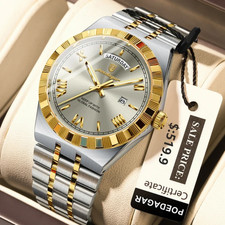 Relojes relojes de pulsera relojes para hombres plata oro reloj de lujo acero reloj de cuarzo analógico fecha