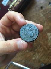 1718 George I Copper Dump Half Penny High Grade VF Obverse Die Cracks