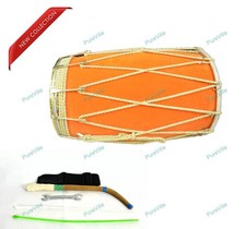 Professional Orange Valbat Dhol Musical Instrument Dhol With bag