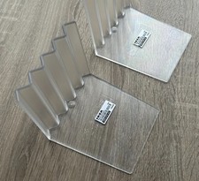 Ikea Plastic ZigZag Retro Bookends Hagberg Bokis, 1990s Vintage, Clear (Pair)