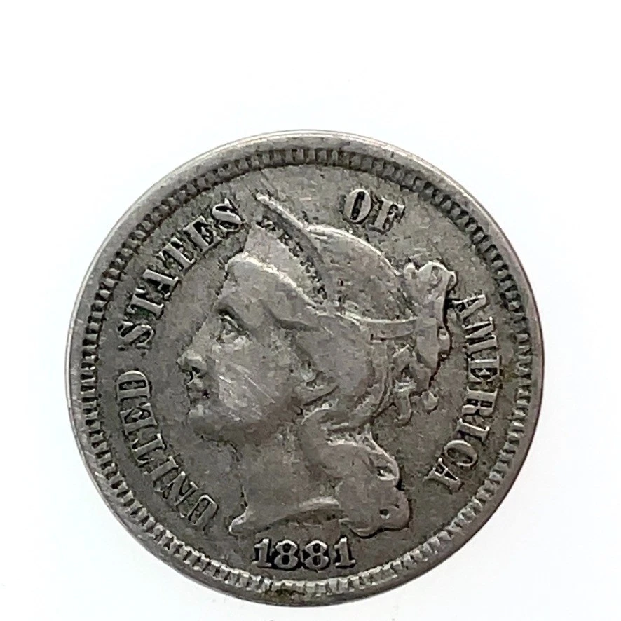 1881 Nickel Three Cent Piece XF-AU 3c U.S Coin - Image 3 of 4
