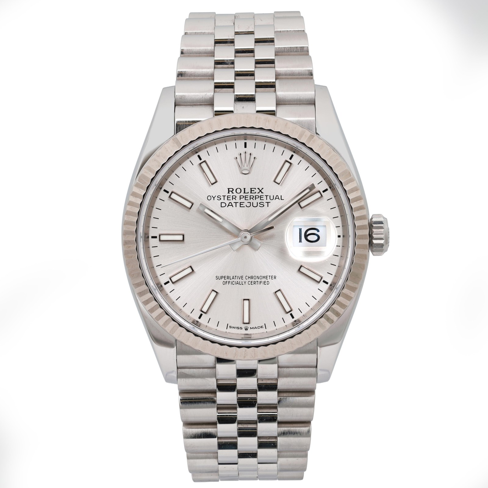 Rolex Datejust 36mm Steel Silver Index Dial Automatic Mens Watch 126234