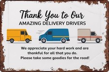 Tin Metal Sign for Packages Thank You To Our Amazing Delivery 8x12