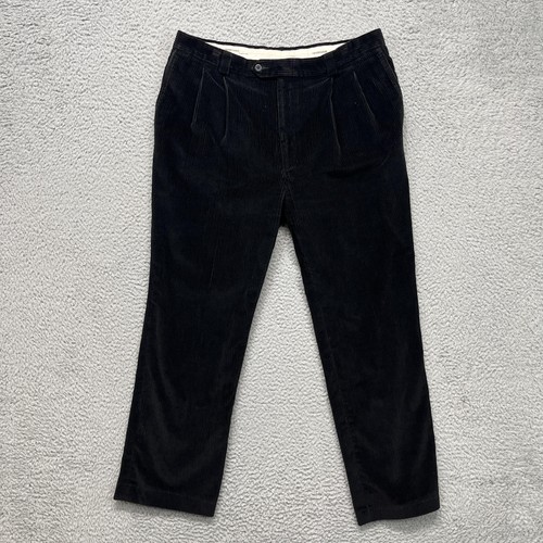 Rendezvous By Glen Oaks Corduroy Dress Pants Mens 38x31 Black Pleated Casual
