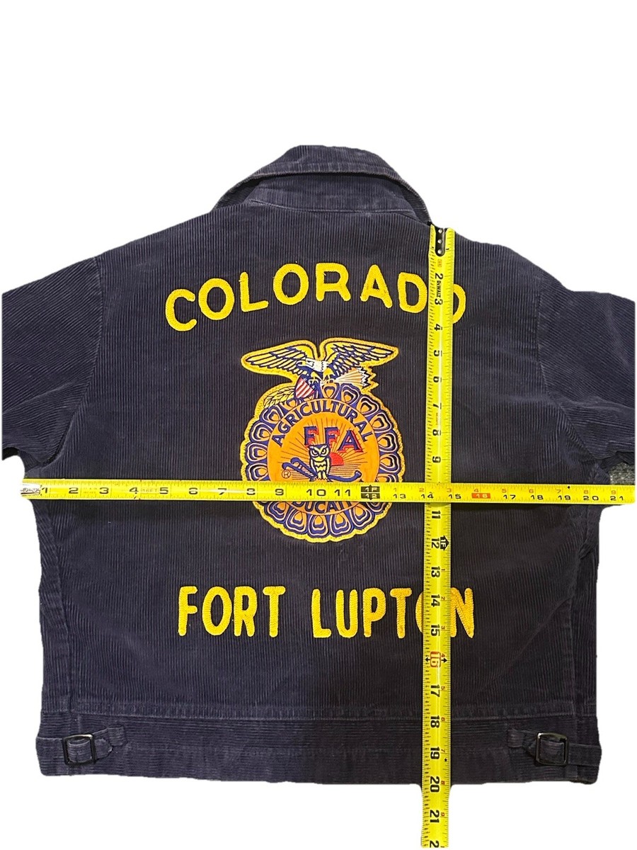 Vintage 80s Corduroy FFA Jacket Colorado Fort Lupton Navy