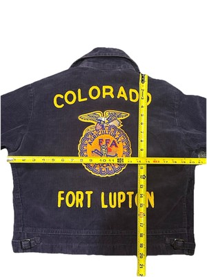 Vintage 80s Corduroy FFA Jacket Colorado Fort Lupton Navy