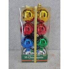 Holiday Time 16 Assorted Color Plastic Christmas Ornaments Gold Red