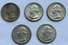 1932-34 Washington Quarters 90% Silver  $1.25 FV Lot Of 5 0.904 OZT of Silver.