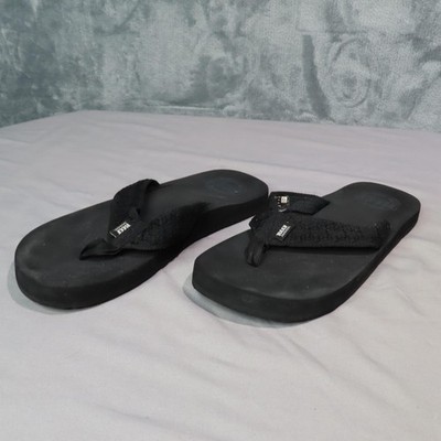 Reef Sandals Mens Size 9 Black Smoothy Flip Flop Thong Casual Beach Shoes