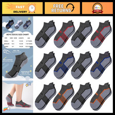 12 Pairs Kids Ankle Socks - Low Cut Athletic Half Cushioned for Boys 4-10 Years