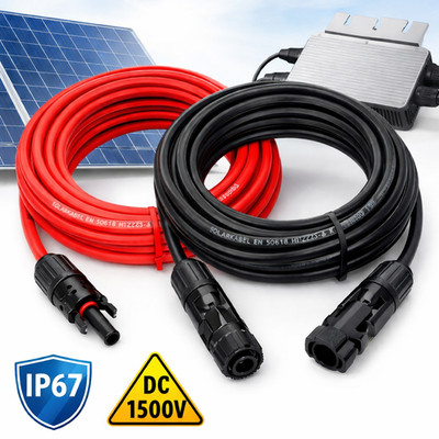 Solarkabel Verlängerung 4mm² MC4-kompatibel Rot Schwarz   PV Balkonkraftwerk