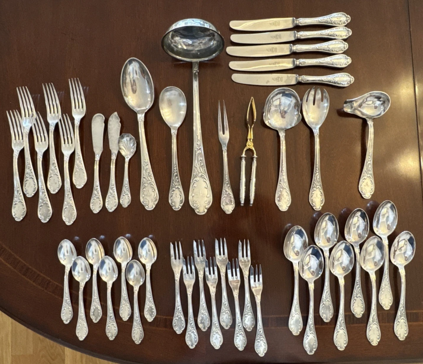 FRV1 Silverplate Silver Plate by Fritz Voos 45 Pieces FV 100 Monogram A