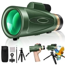 Monocular Telescope 80x100 High Power with Smartphone Adapter Green