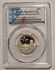 2019-S 🪖 SAIPAN American Memorial Park Quarter PCGS Flag Label Grade 🌟PR69DCAM
