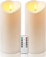 4"X9" Outdoor Waterproof Flameless Candles with Timers and Remote Control, Batte