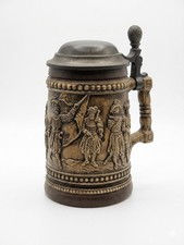 Vintage Gerz West Germany Beer Stein Lidded 1-Liter Landsknecht Soldiers Relief