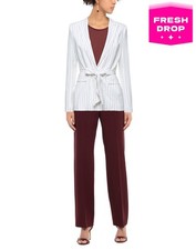 RRP €300 LIU JO Blazer Jacket IT44 US8 UK12 L Striped Belted Single Breasted