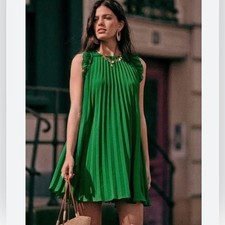 SÉZANE Paris Philippine Green Pleated Ruffle Mini Dress size 34 (2 US) XS