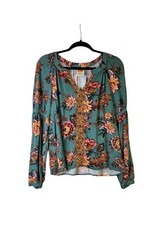Farm Rio Anthropologie Floral Tunic Peasant Blouse Womens Small Long Sleeve Boho