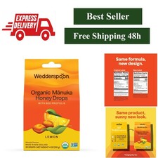 Wedderspoon Organic Manuka Honey Drops with Lemon Bee Propolis