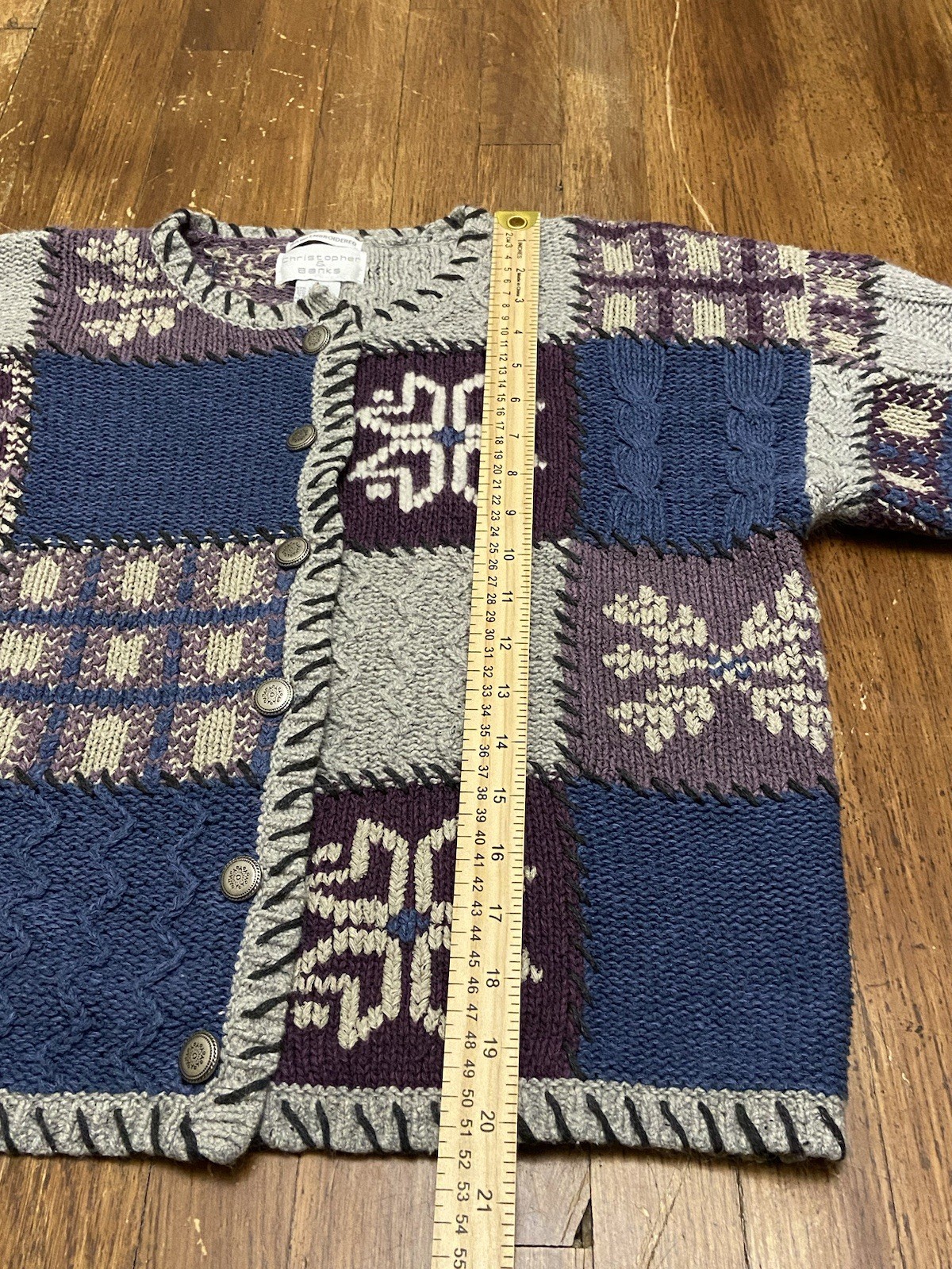 VTG Hand Embroidered Patchwork Winter Holiday Car… - image 6