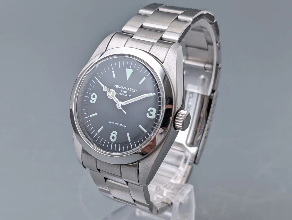 Reloj automático para hombre Zeno Bazel ZN-001 plateado esfera negra vintage 36 mm Foto 4 de 4