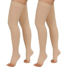2 Pairs Compression Stockings for Women Men, 20-30mmHg Thigh High Compressi...