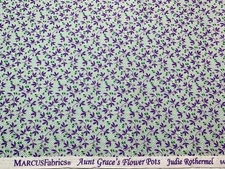 Cotton Fabric 1930s Repro AUNT GRACE Flower Pots Purple J Rothermel Marcus FQ